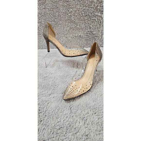 Adrienne Vitadini Clear Vinyl Rhinestone Heels Wedding Cocktail Party‎ Sz 11 M - Picture 2 of 8